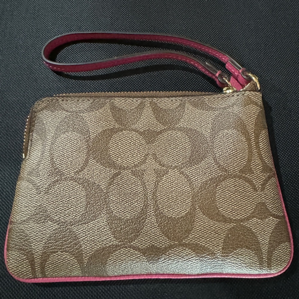 Coach Pink and Brown Wristlet - Picture 2 of 3